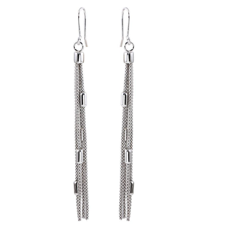 Silver 925 Rhodium Plated Tassel Earrings - ARE00011RH | Silver Palace Inc.