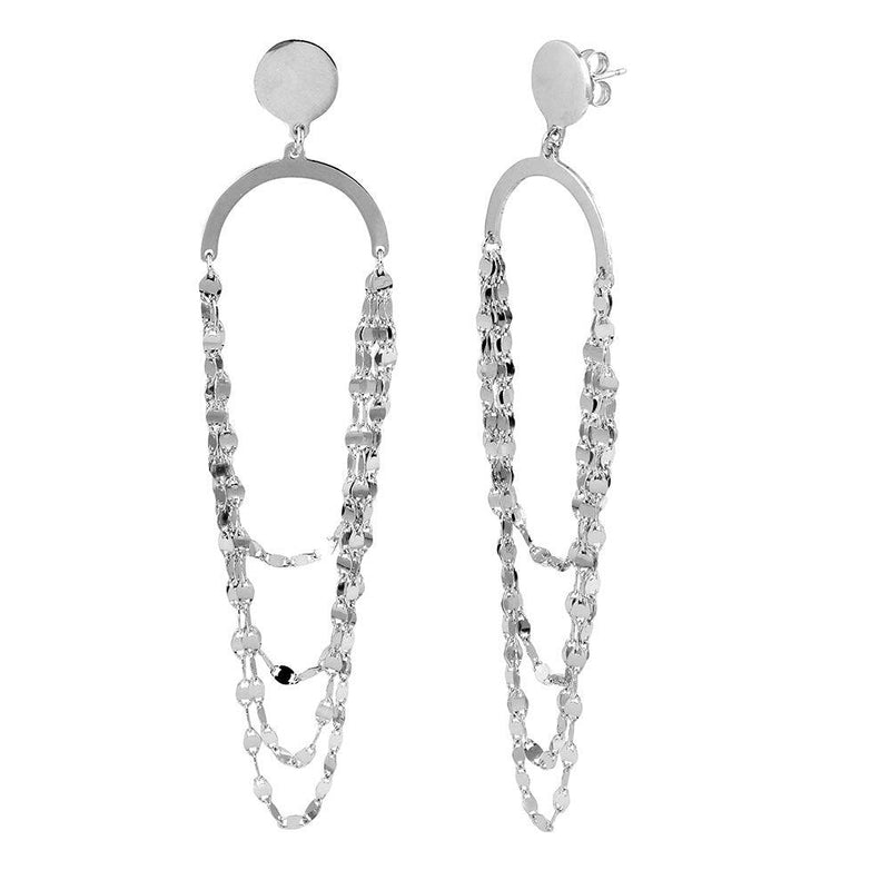Silver 925 Rhodium Plated Hanging Quadruple Loop Chain Earrings - ARE00017RH | Silver Palace Inc.