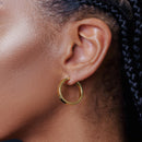 Gold Plated 925 Sterling Silver Electroforming Flat 4mm Hoop Earring - ARE00022GP