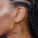 Gold Plated 925 Sterling Silver Electroforming Rounded 5mm Hoop Earring - ARE00023GP