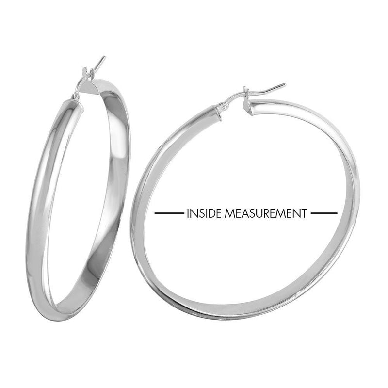 Silver 925 Rhodium Plated Electroforming Rounded 5mm Hoop Earrings - ARE00023RH | Silver Palace Inc.