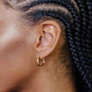 Pendiente de aro de plata de ley 925 bañado en oro con cúpula de 3,5 mm - ARE00027GP