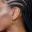 Pendiente de aro de plata de ley 925 bañado en oro con cúpula de 3,5 mm - ARE00027GP