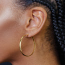 Pendiente de aro de plata de ley 925 bañado en oro con cúpula de 3,5 mm - ARE00027GP