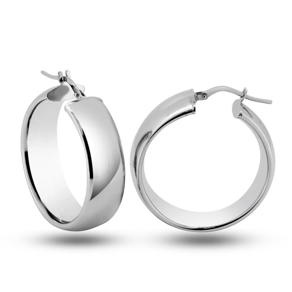 Silver 925 High Polished Sterling Silver 9mm Hoop Earrings - ARE00035RH | Silver Palace Inc.