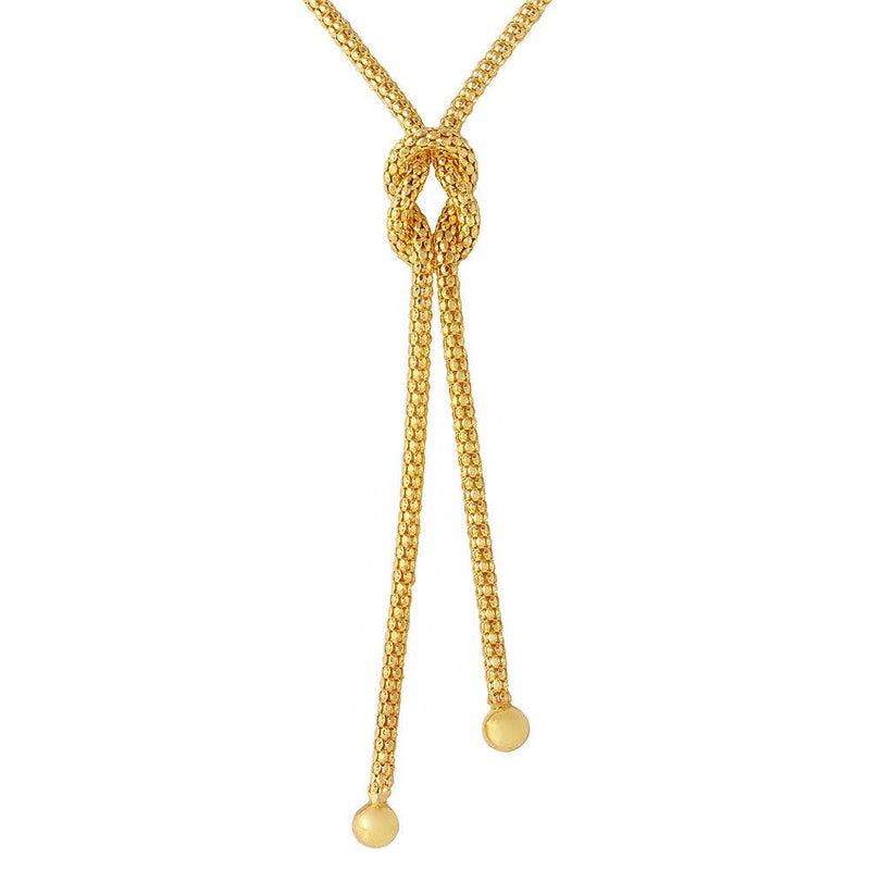 Silver 925 Gold Plated Dangling Knot Necklace - ARN00015GP | Silver Palace Inc.