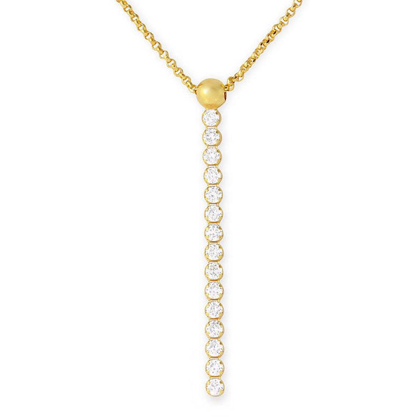 Silver 925 Gold Plated CZ Drop Necklace - ARN00019GP | Silver Palace Inc.