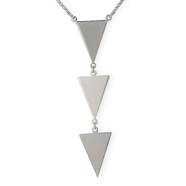 Silver 925 Rhodium Plated 3 Triangle Drop Necklace - ARN00022RH | Silver Palace Inc.