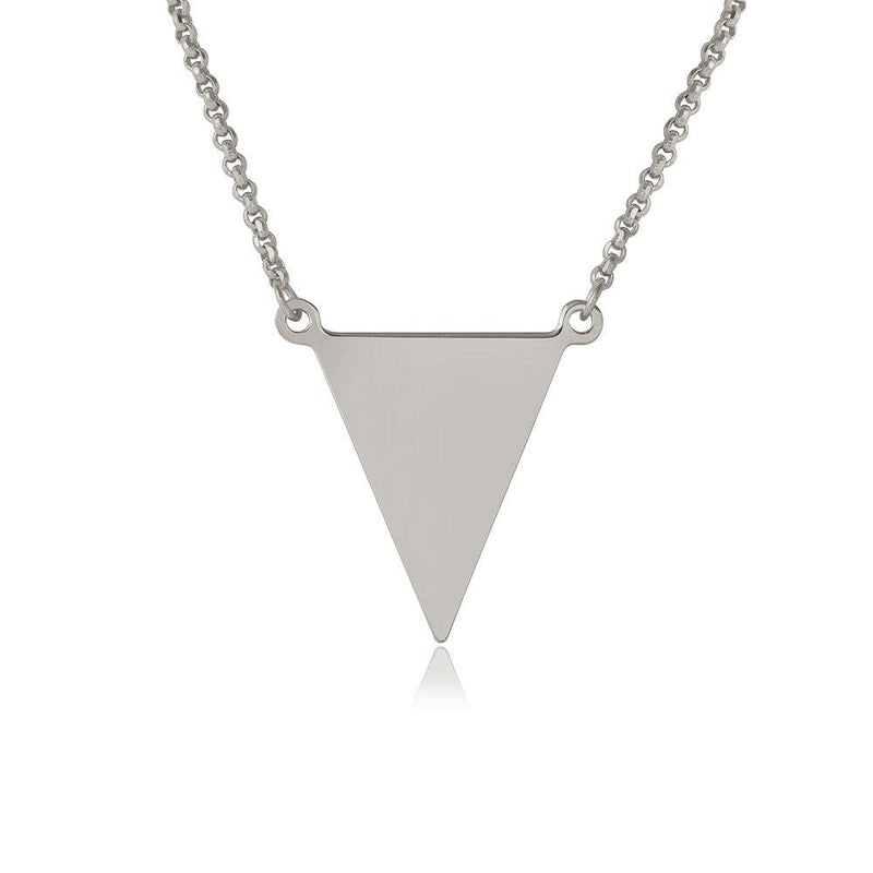Silver 925 Rhodium Plated Triangle Charm Necklace - ARN00025RH | Silver Palace Inc.