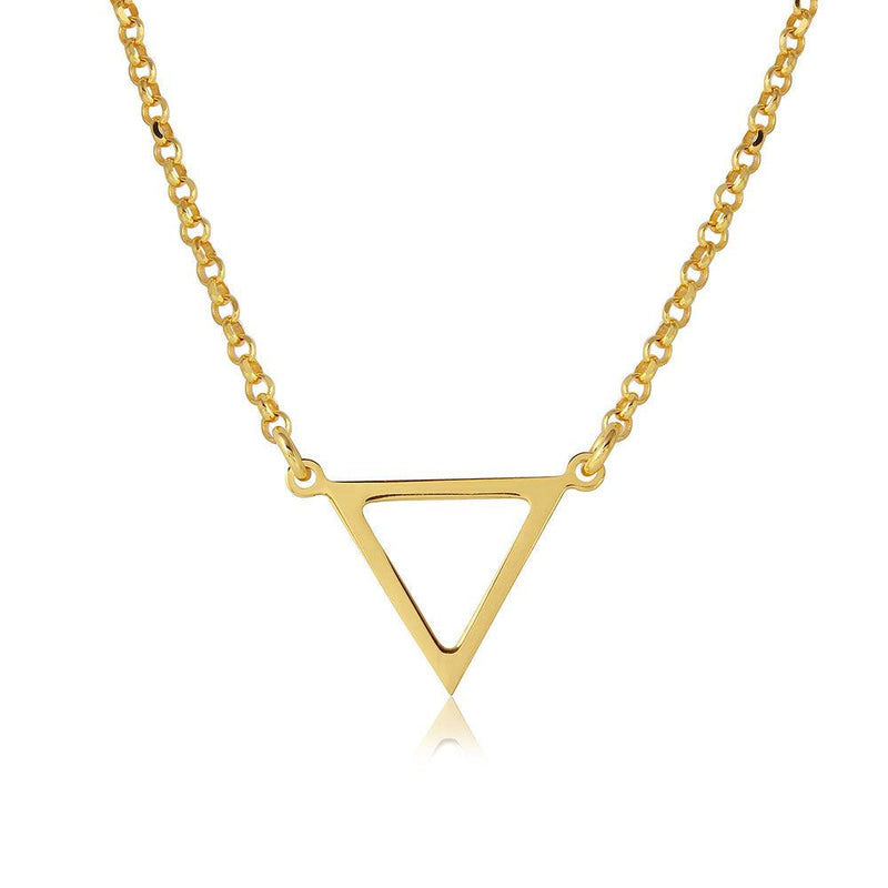 Silver 925 Gold Plated Open Triangle Charm Necklace - ARN00026GP | Silver Palace Inc.
