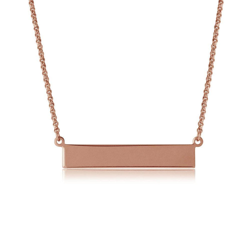 Silver 925 Rose Gold Plated Bar Necklace - ARN00029RGP | Silver Palace Inc.
