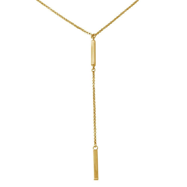 Silver 925 Gold Plated Bar Necklace with Dropped Bar - ARN00032GP | Silver Palace Inc.