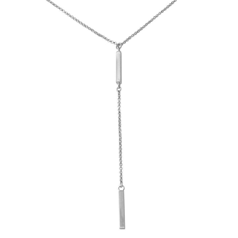 Silver 925 Rhodium Plated Bar Necklace with Dropped Bar - ARN00032RH | Silver Palace Inc.