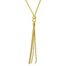 Silver 925 Gold Plated Tassel Drop Necklace with Connected CZ Ring Knot - ARN00033GP | Silver Palace Inc.