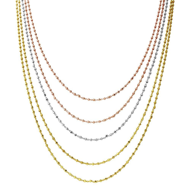 Silver 925 Multi Plated 5 Strand Bead Necklace - ARN00036TRI | Silver Palace Inc.
