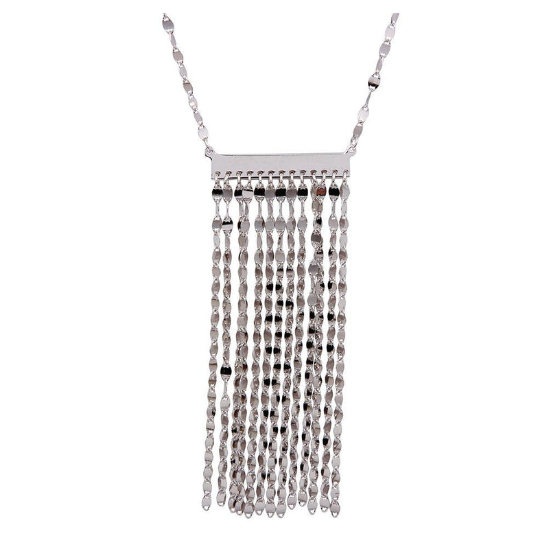 Silver 925 Multi Row Chain Pendant Necklace - ARN00038RH | Silver Palace Inc.