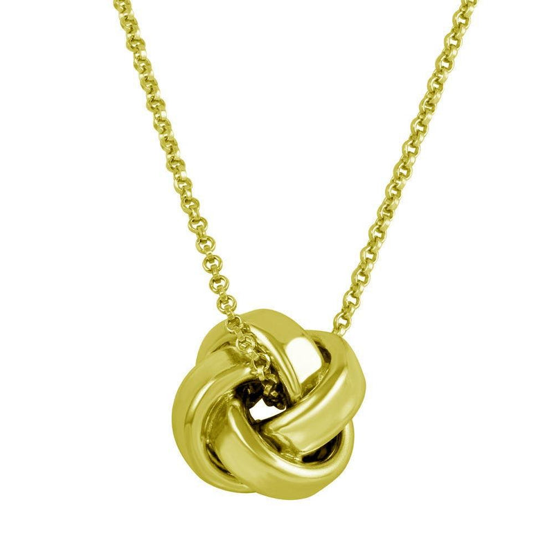 Silver 925 Gold Plated Knot Pendant Necklace - ARN00043GP | Silver Palace Inc.