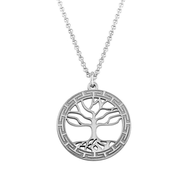 Silver 925 Rhodium Plated Tree of Life Pendant Necklace - ARN00044RH | Silver Palace Inc.