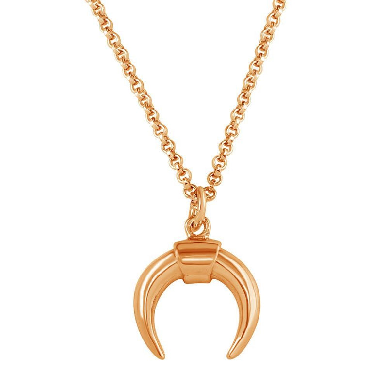 Silver 925 Rose Gold Plated Crescent Necklace - ARN00046RGP | Silver Palace Inc.
