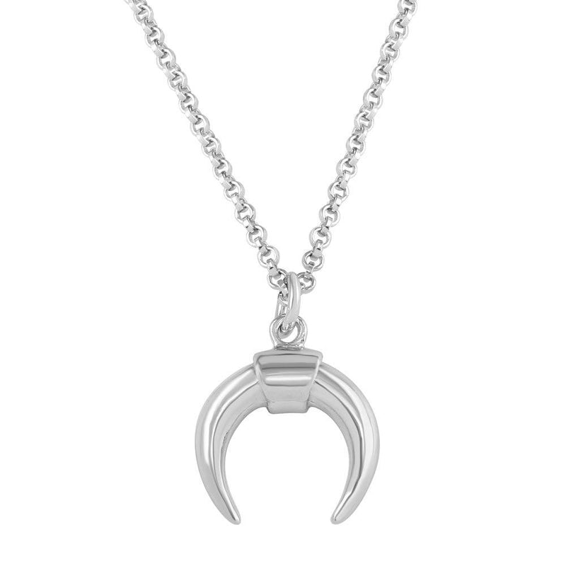 Silver 925 Rhodium Plated Crescent Necklace - ARN00046RH | Silver Palace Inc.