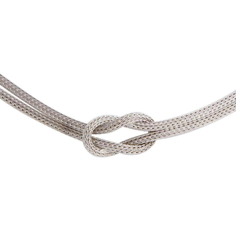 Silver 925 Knotted Double Chain Necklace - ARN00053RH | Silver Palace Inc.