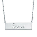 Rhodium Plated 925 Sterling Silver Love Engraved Bar Pendant Necklace  - ARN00055RH | Silver Palace Inc.