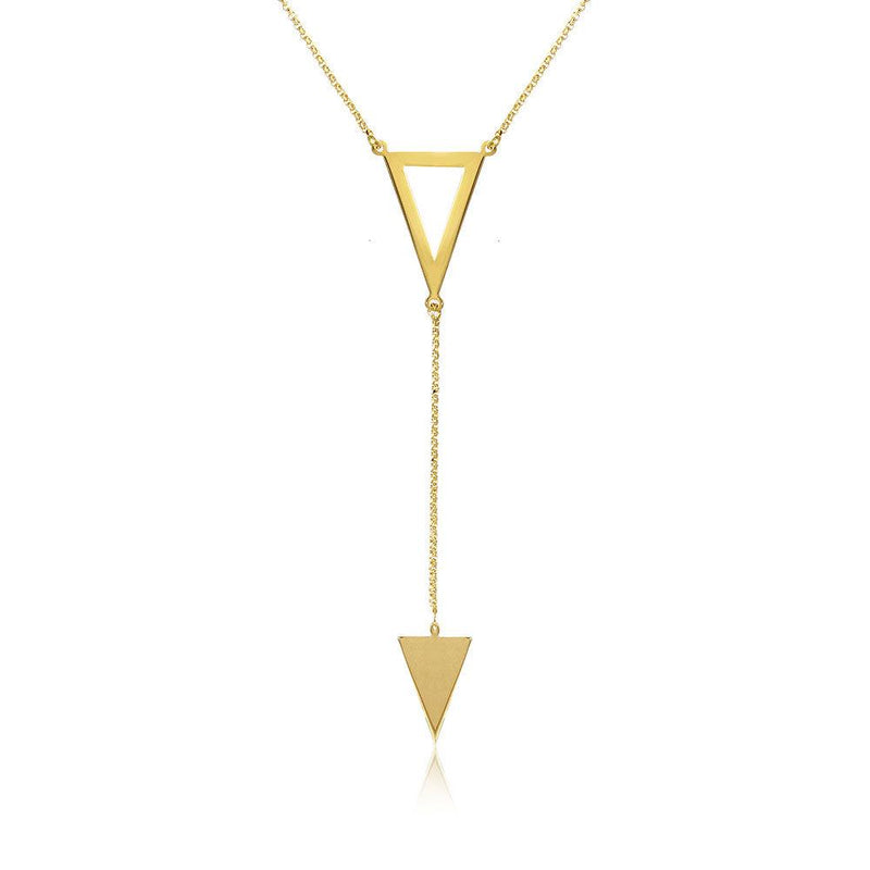 Silver 925 Gold Plated Necklace With 2 Triangle Drop - ARN00012GP | Silver Palace Inc.