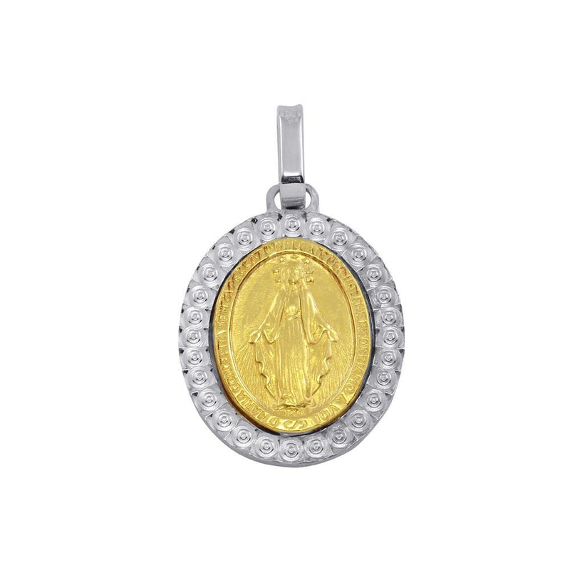 Silver 925 Two-Toned Virgin Mary Medallion Pendant - ARP00019GP | Silver Palace Inc.