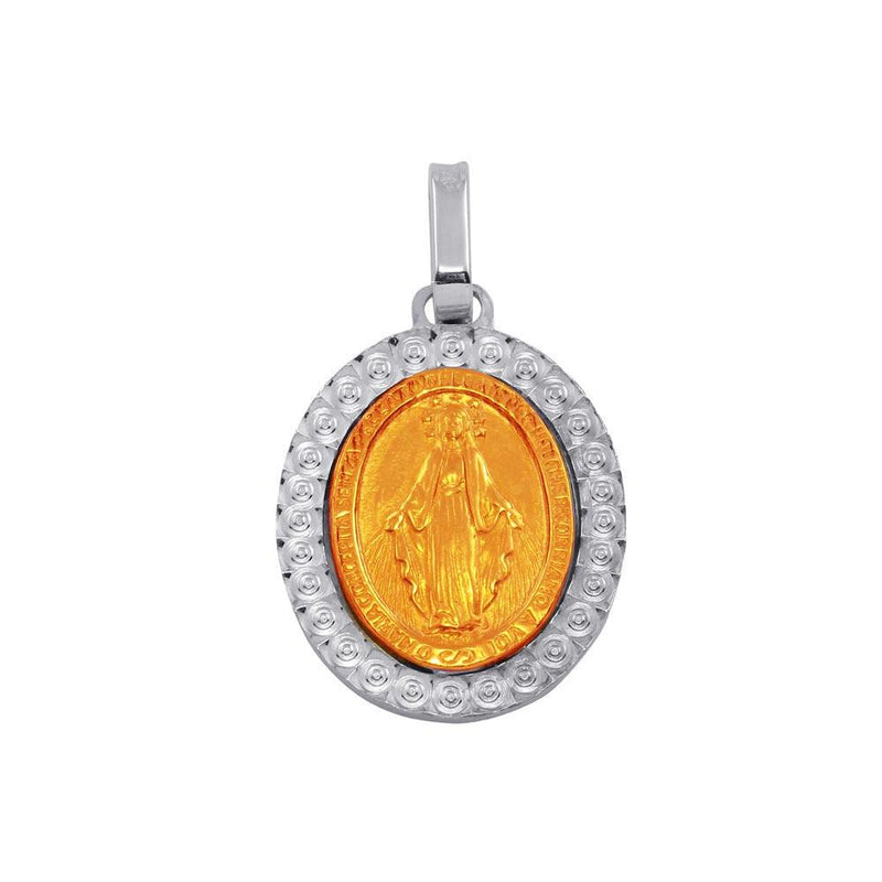 Silver 925 Two-Toned Virgin Mary Medallion Pendant - ARP00019RGP | Silver Palace Inc.
