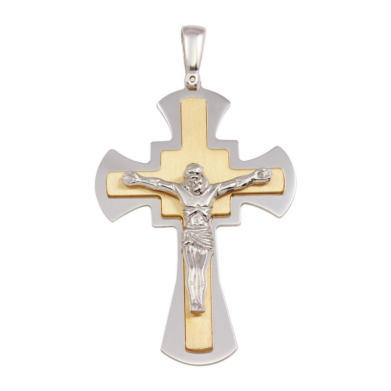 Silver 925 Two Toned Large Crucifix Pendant - ARP00033GP | Silver Palace Inc.