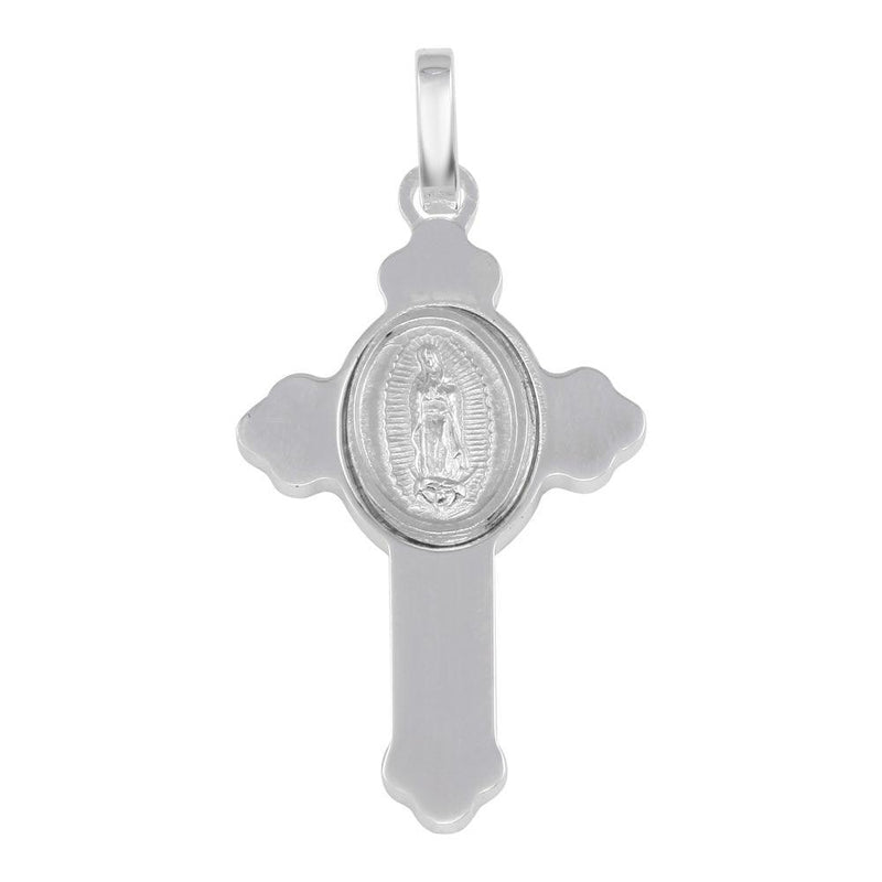 Silver 925 Rhodium Plated Cross Pendant with Medallion - ARP00036 | Silver Palace Inc.