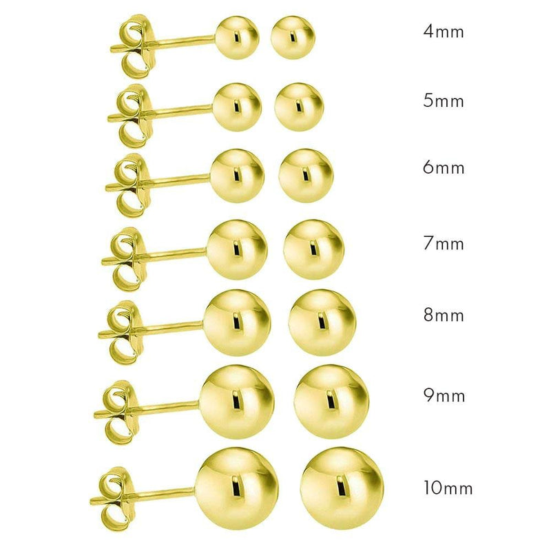 Silver 925 Gold Plated Bead Stud Earrings - BD-STUD-GP | Silver Palace Inc.