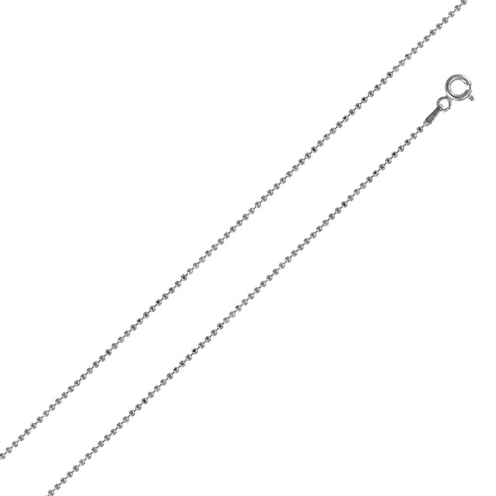 Rhodium Plated DC Bead 100 Chain 1mm - CH110 RH | Silver Palace Inc.
