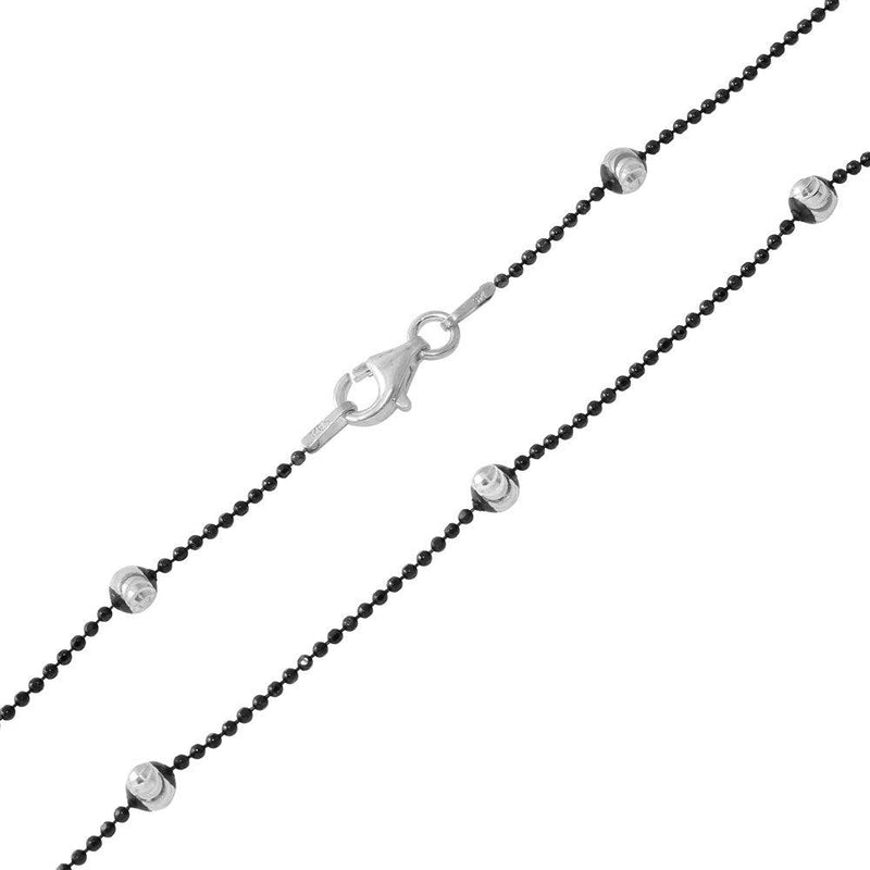 Silver 925 Black Rhodium Plated Alternating Wave Design B-W DC Bead 004 Chains - CH256 BLK | Silver Palace Inc.