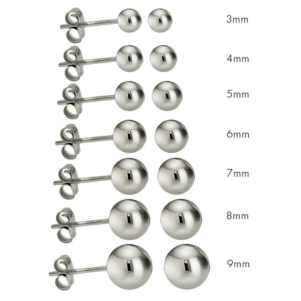 Silver 925 Rhodium Plated Bead Stud Earrings - BD-STUD-RH | Silver Palace Inc.