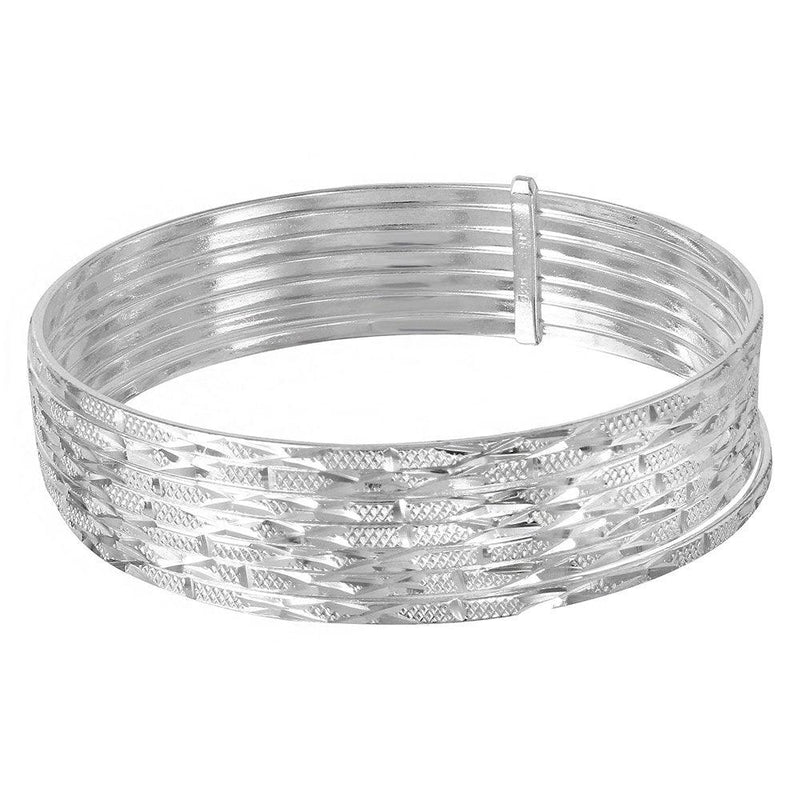 Silver 925 High Polished Diamond Cut Semanario Bangle Bracelet - BG126 | Silver Palace Inc.