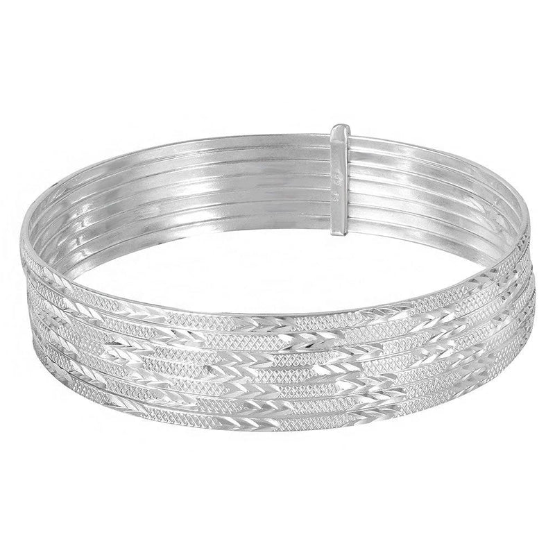 Silver 925 High Polished Diamond Cut Semanario Bangle Bracelet - BG129 | Silver Palace Inc.