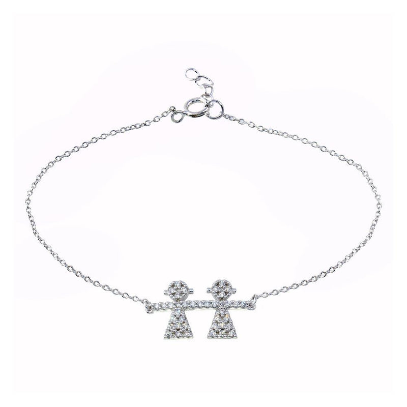 Silver 925 Rhodium Plated CZ Girls Chain Bracelet - BGB00335GIRL | Silver Palace Inc.