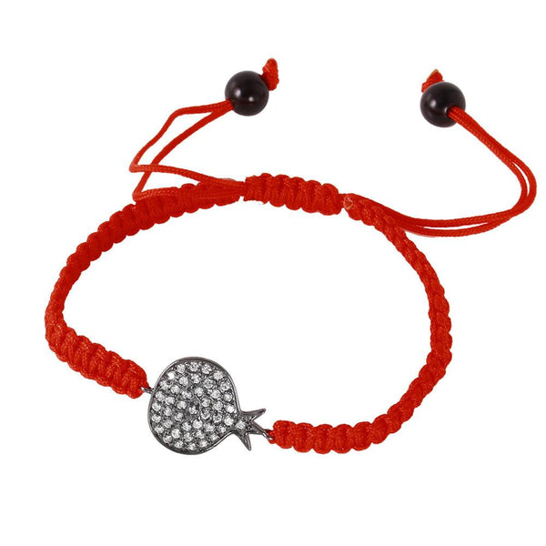 Silver 925 Red Rope CZ Pomegranate Bracelet - BGB00142 | Silver Palace Inc.