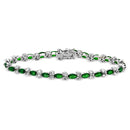 Silver 925 Rhodium Plated 5mm Green Marquise and Clear Round CZ Tennis Bracelet - BGB00293GRN | Silver Palace Inc.