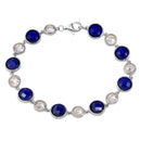 Silver 925 Rhodium Plated 9mm Alternating Round Blue and Clear CZ Tennis Bracelet - BGB00302BLU | Silver Palace Inc.