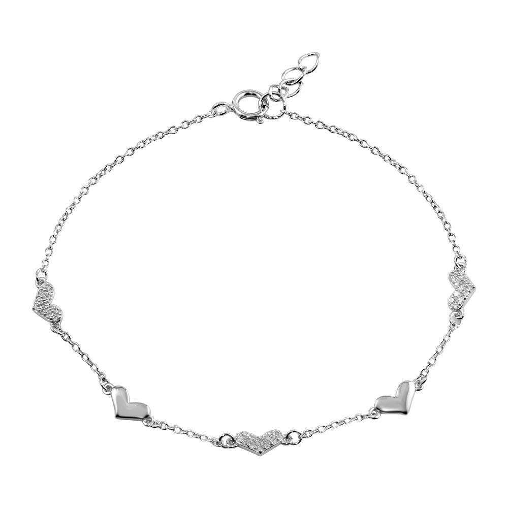 Sterling Silver 'Chunky' 9mm Heart link CZ Bracelet