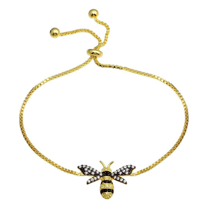 Silver 925 Gold Plated BumbleBee Lariat Bracelet - BGB00344GP | Silver Palace Inc.
