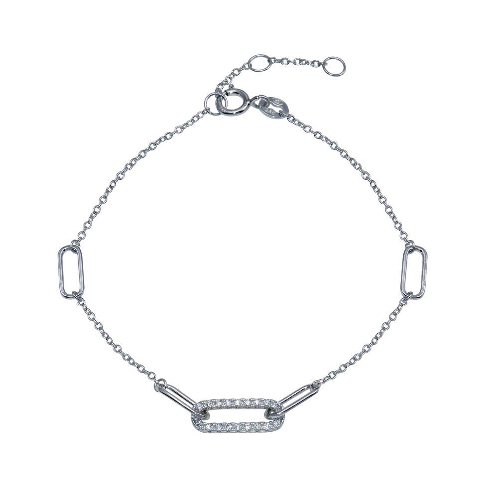 Silver 925 CZ Cable Link Bracelet - BGB00351 | Silver Palace Inc.