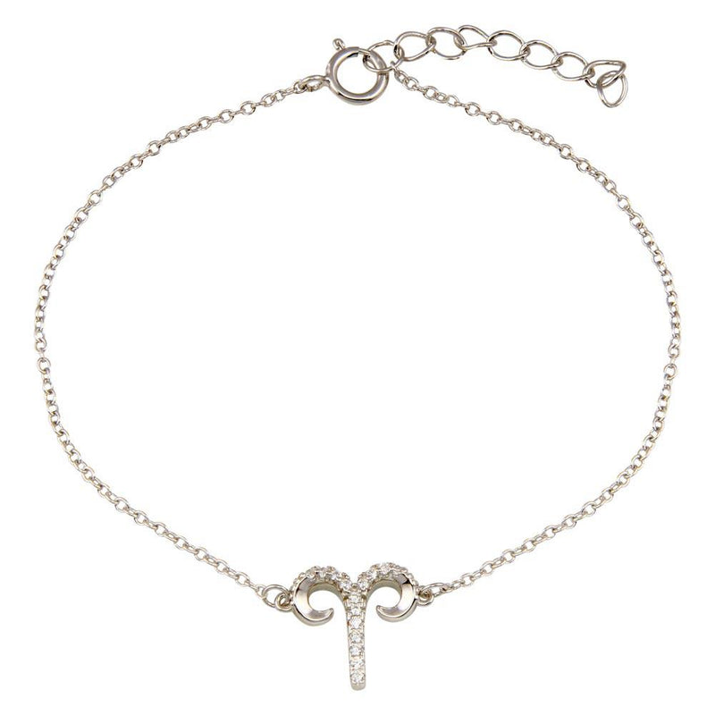 Rhodium Plated 925 Sterling Silver Aries CZ Adjustable Link Bracelet - BGB00368 | Silver Palace Inc.