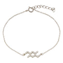Rhodium Plated 925 Sterling Silver Aquarius CZ Adjustable Link Bracelet - BGB00370 | Silver Palace Inc.
