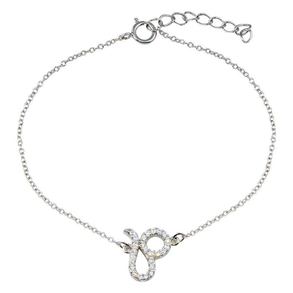 Silver 925 Rhodium Plated Leo CZ Adjustable Link Bracelet - BGB00376 | Silver Palace Inc.