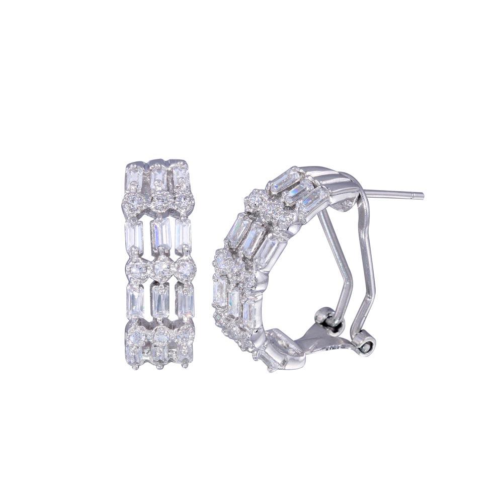 Pendientes de plata 925 chapados en rodio con circonitas de 3 hebras - BGE00220