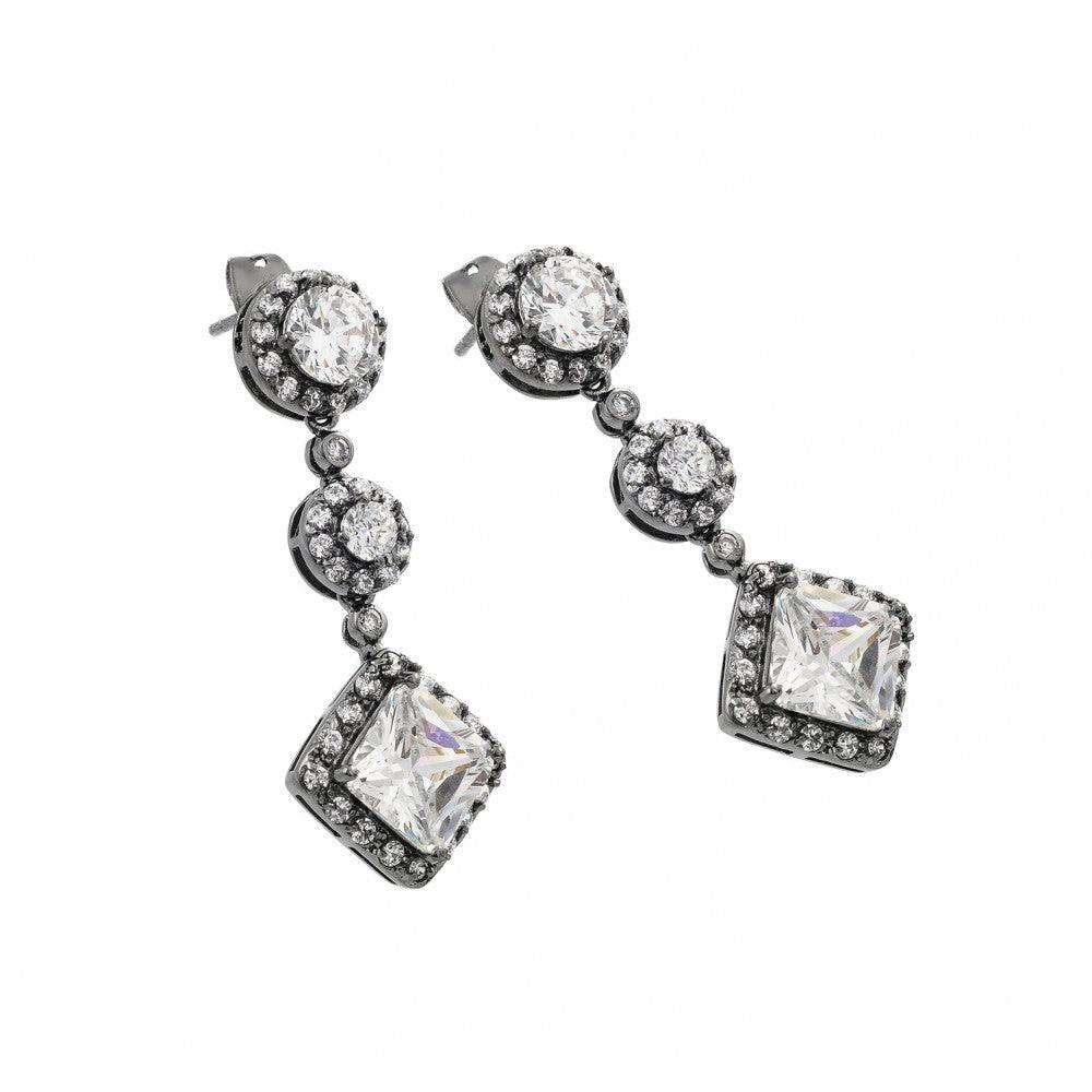 Rhodium Plated Cz Oval Stud Earring For Women