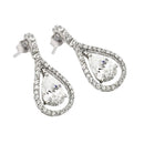 Silver 925 Rhodium Plated Channel Teardrop CZ Dangling Stud Earrings - BGE00366C | Silver Palace Inc.